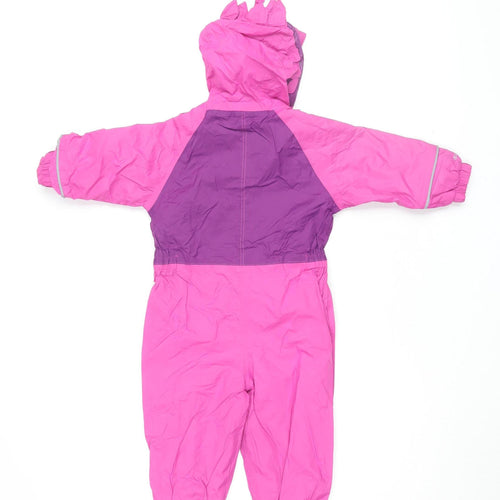 Regatta Girls Pink Purple Jumpsuit, 2 Years, Hooded & Water Resistant