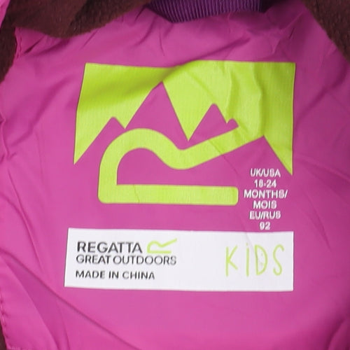 Regatta Girls Pink Purple Jumpsuit, 2 Years, Hooded & Water Resistant