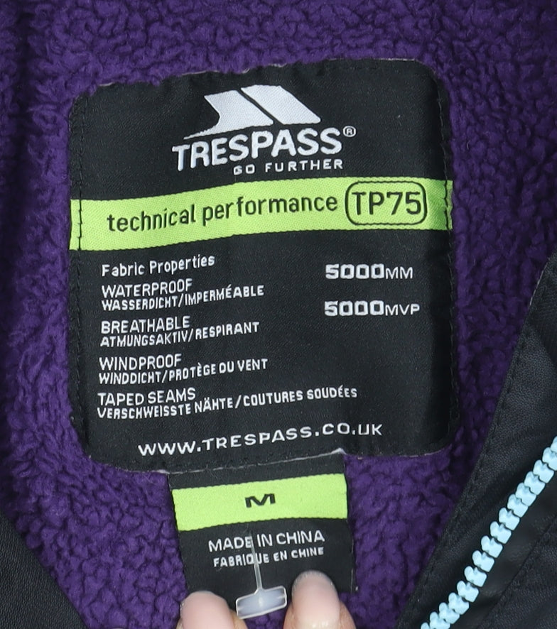 Trespass Men's Black & White Puffer Jacket M - Waterproof, Hooded