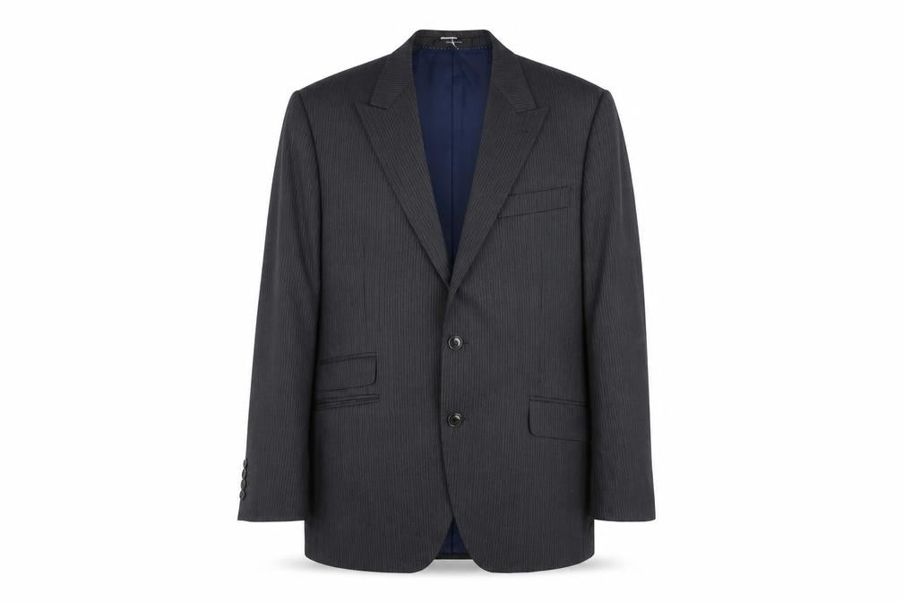 Front view of New & Lingwood Men's Grey Striped Wool Blazer 42 Regular