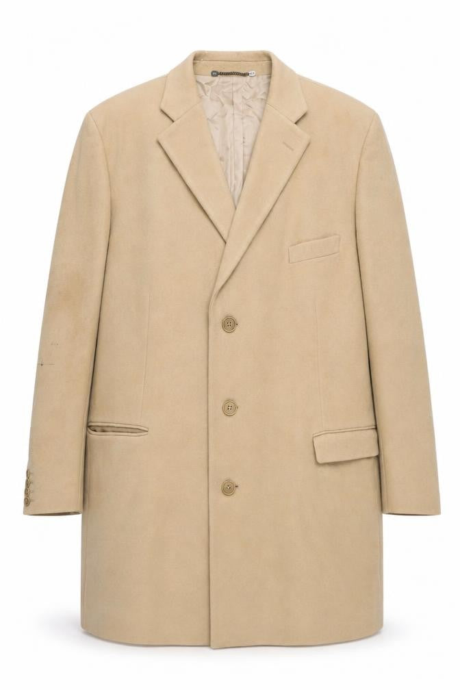 Front view of Charles Tyrwhitt women’s beige wool overcoat uk 20