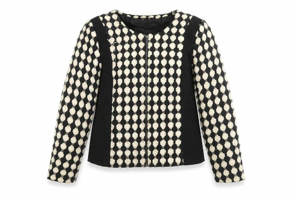 Front view of H&M Women's Black Cropped Bomber Jacket, size 8