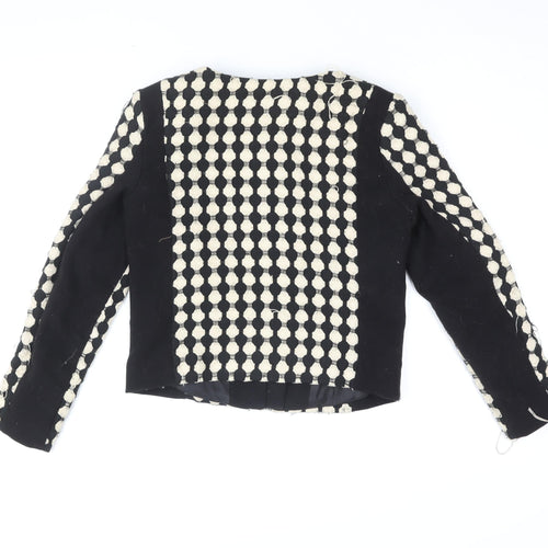 H&M Women's Black Cropped Bomber Jacket Size 8