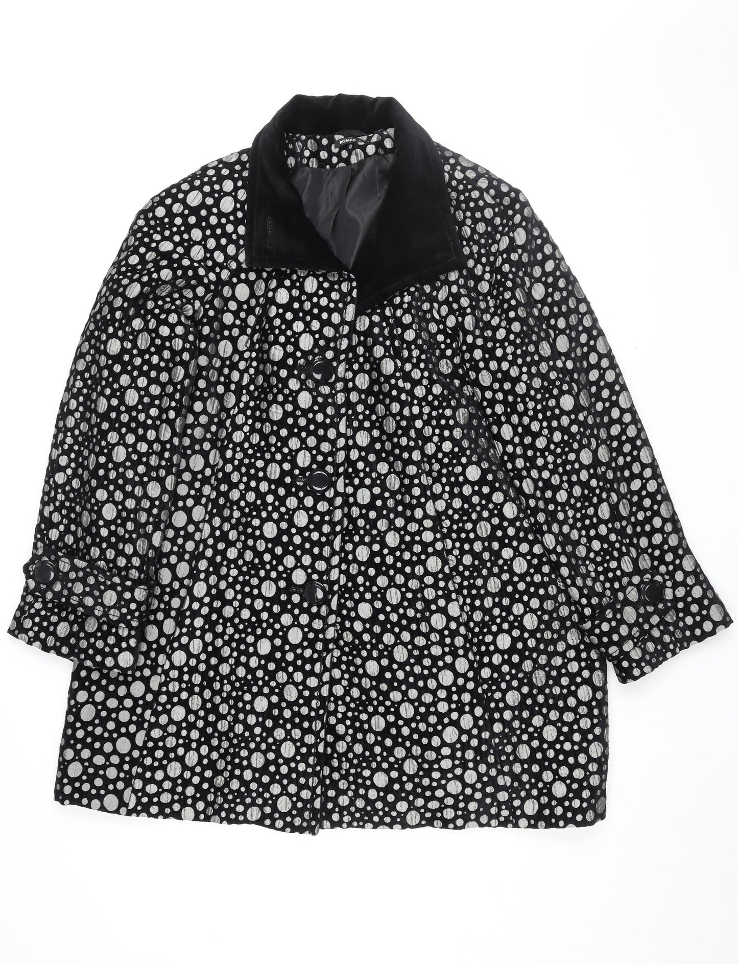 Roman Women's Black Polka Dot Mid-Length Coat