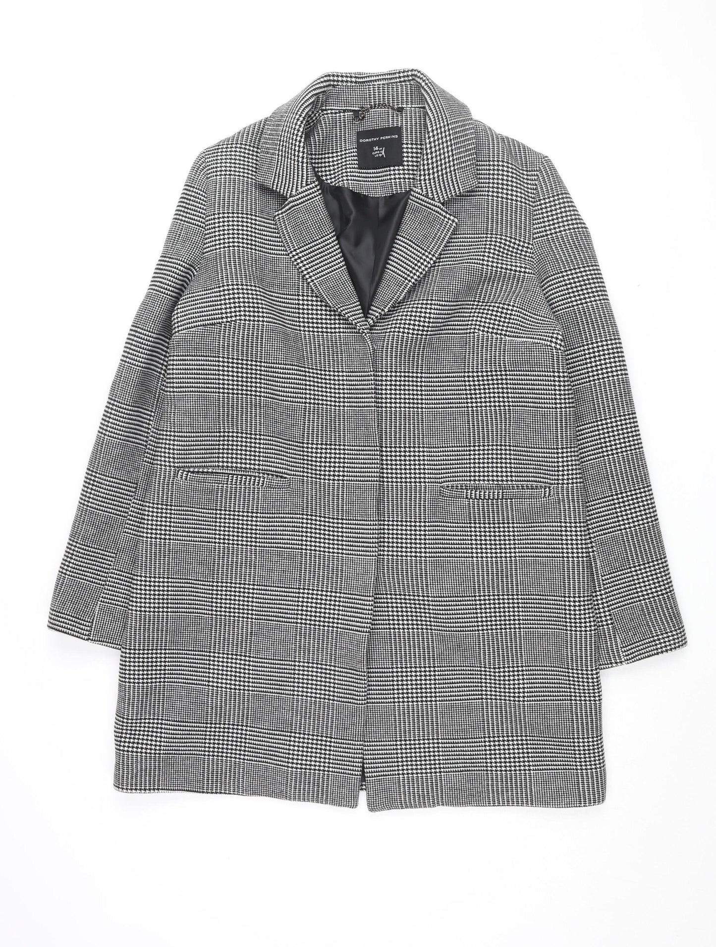 Dorothy Perkins Women's Black White Checked Coat Size 14