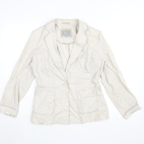 Per Una Women's Ivory Blazer Size 10 Linen Classic