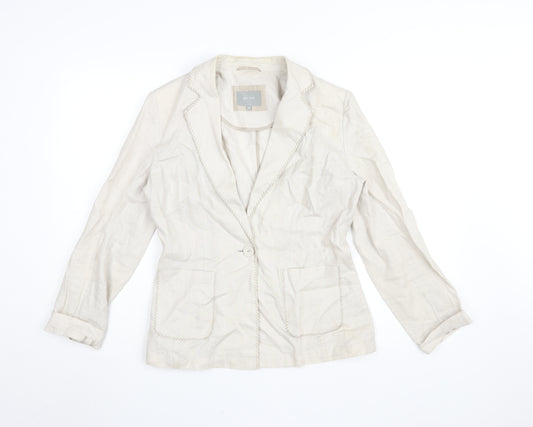 Per Una Women's Ivory Blazer Size 10 Linen Classic