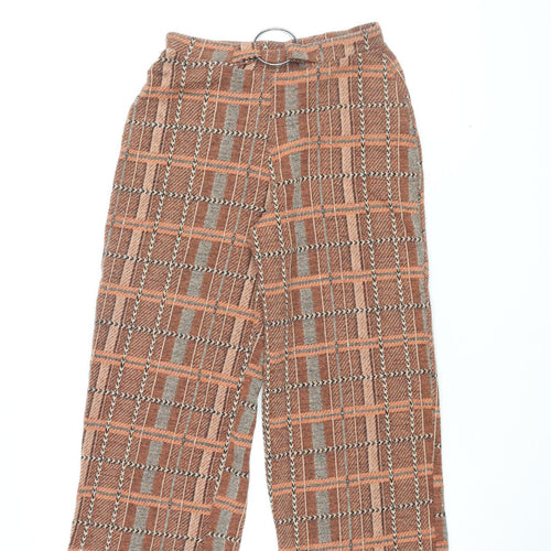 Zara Women's Multicoloured Plaid Wide-Leg Trousers, Size S