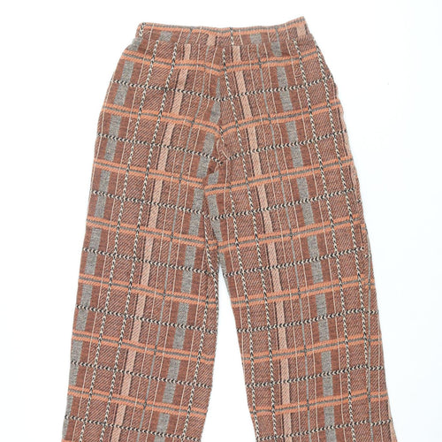 Zara Women's Multicoloured Plaid Wide-Leg Trousers, Size S