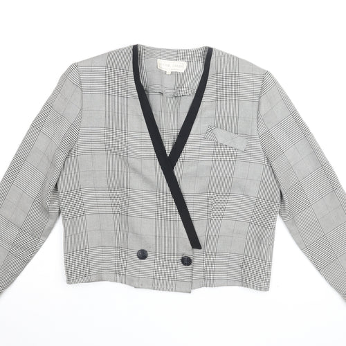 Louise Allen Women's Grey Check Cropped Blazer