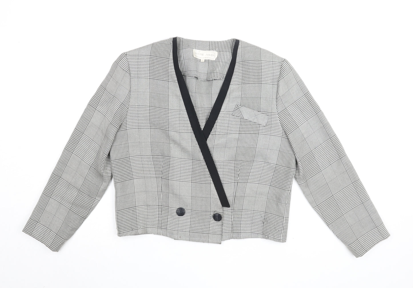 Louise Allen Women's Grey Check Cropped Blazer