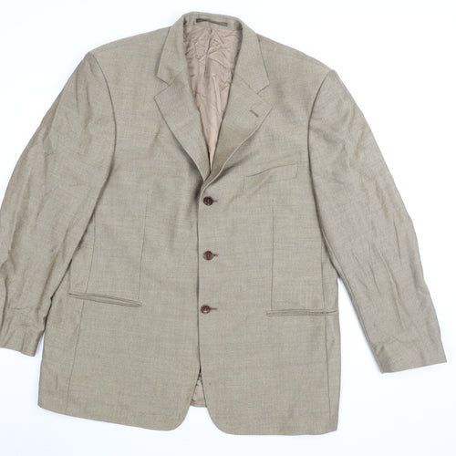Cezan Beige Wool Men's Blazer Size 46 Formal Wear