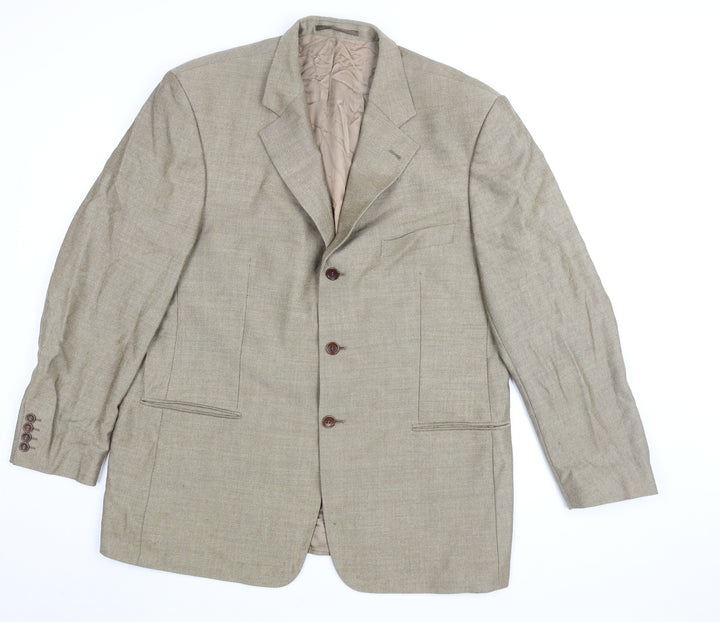 Cezan Beige Wool Men's Blazer Size 46 Formal Wear