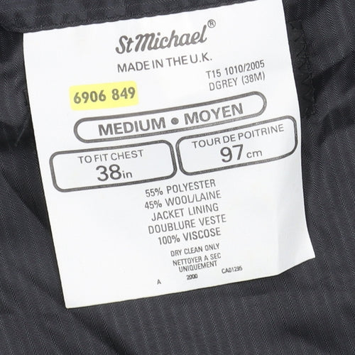 St Michael Men's Grey Blazer, 38, Regular Fit