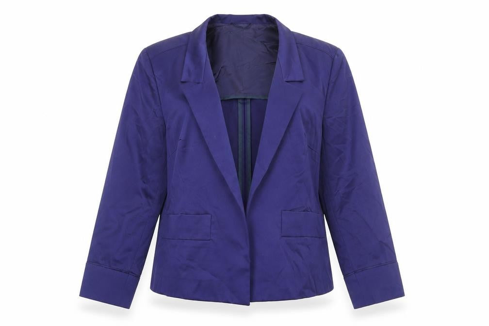 Front view of Marella Women's Blue Blazer, size 12, Classic Twill