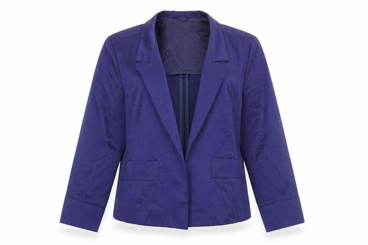 Front view of Marella Women's Blue Blazer, size 12, Classic Twill