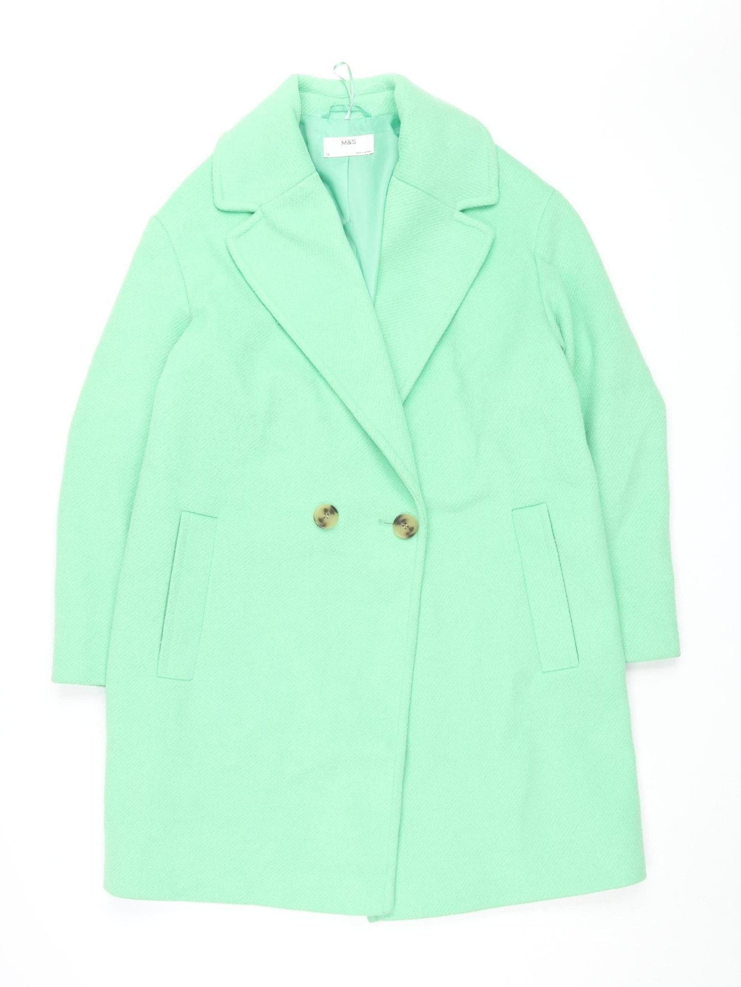Marks and Spencer Women's Green Regular Fit Overcoat Size 12