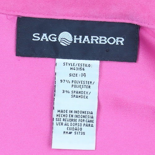 Sag Harbor Women's Pink Button-Up Shirt Size 14