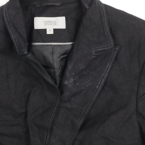 Marks & Spencer Women's Black Linen Blazer Size 12