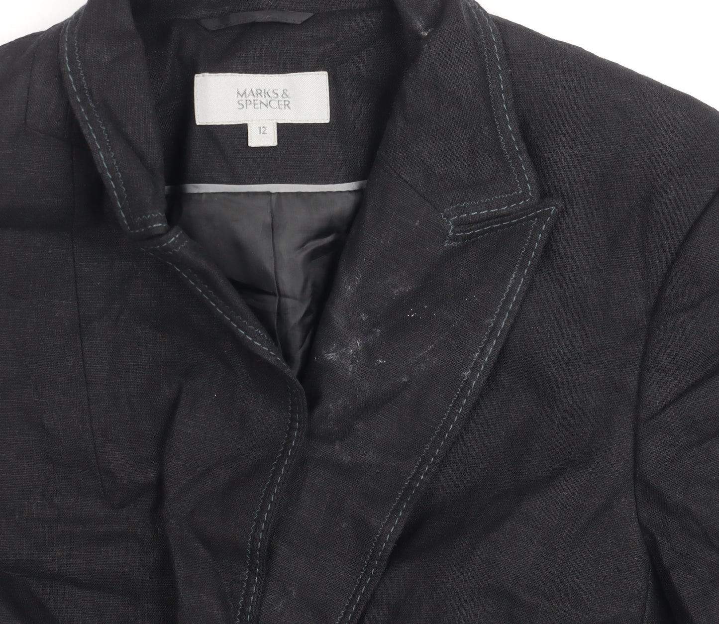 Marks & Spencer Women's Black Linen Blazer Size 12