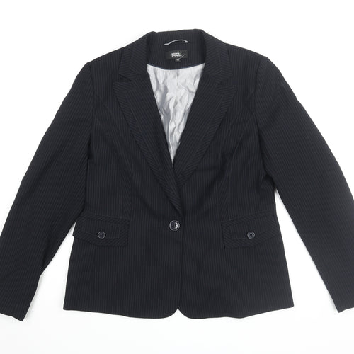 Marks & Spencer Women's Black Pinstripe Suit Jacket Size 14