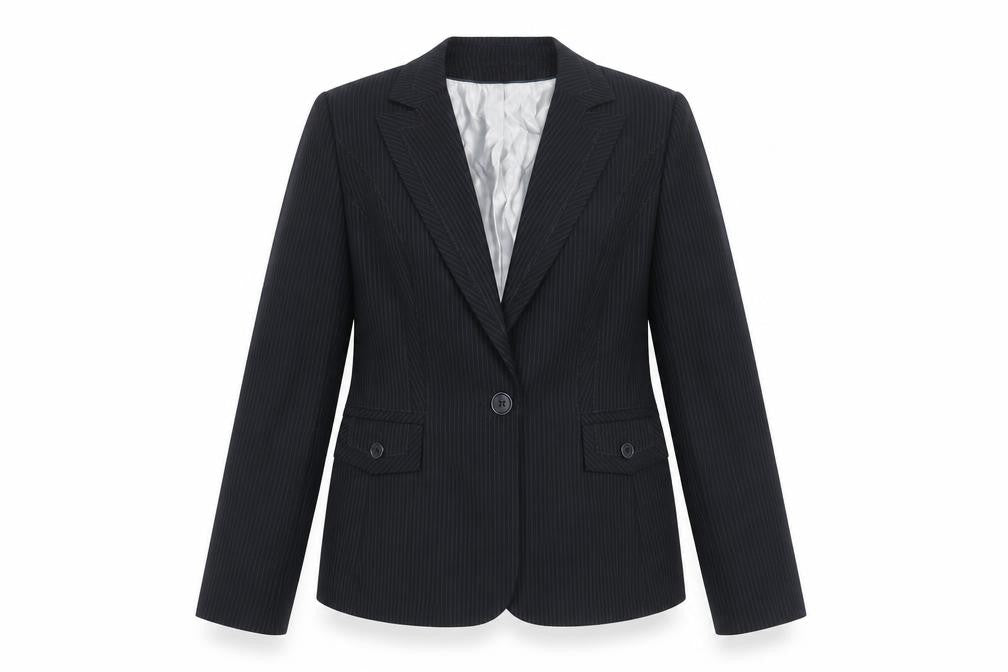 Front view of Marks & Spencer Women's Black Pinstripe Suit Jacket, size 14