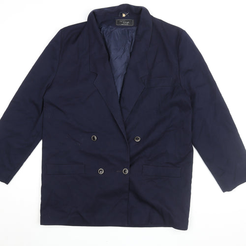 Tanya Women's Blue Notch Lapel Double-Breasted Blazer Size 14