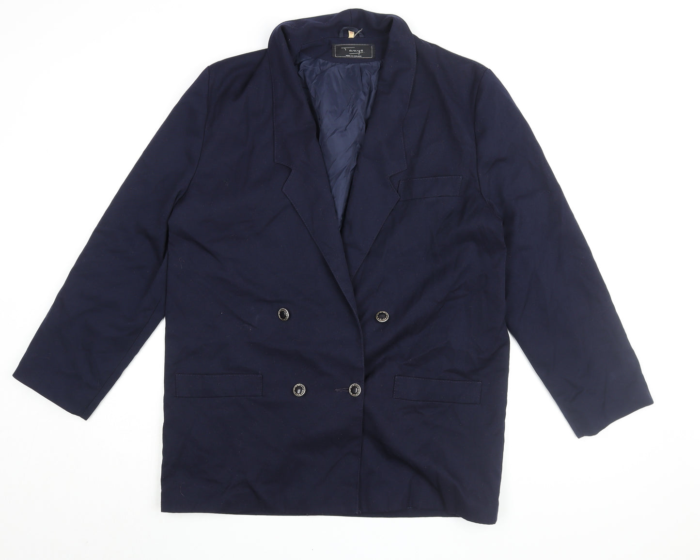 Tanya Women's Blue Notch Lapel Double-Breasted Blazer Size 14