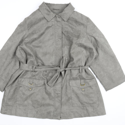 Bonmarché Women's Grey Belted Coat XL
