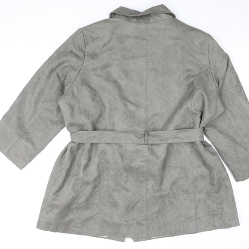 Bonmarché Women's Grey Belted Coat XL