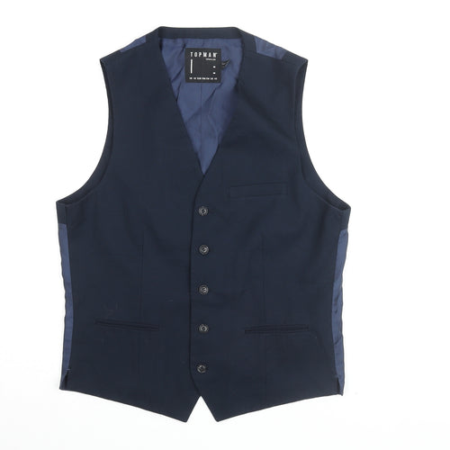 Topman Men's Blue Waistcoat, Size 42, Formal Occasion