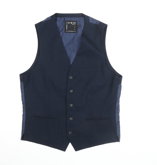 Topman Men's Blue Waistcoat, Size 42, Formal Occasion