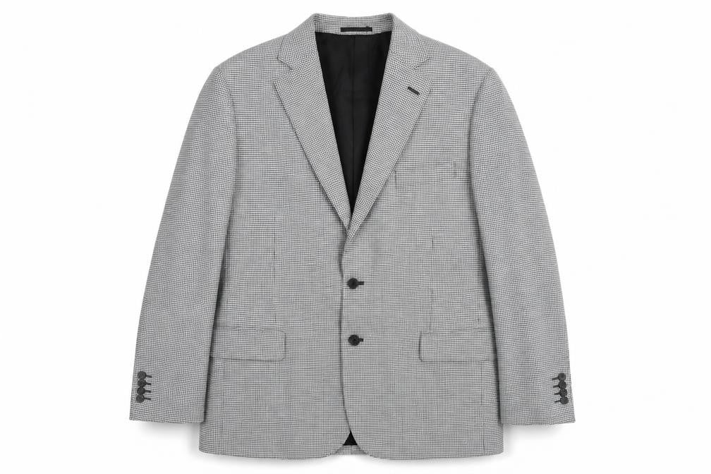Front view of Gurteen Men's Grey Check Blazer, size 44R