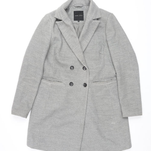 New Look Women's Grey Pea Coat, Size 12, Classic Style
