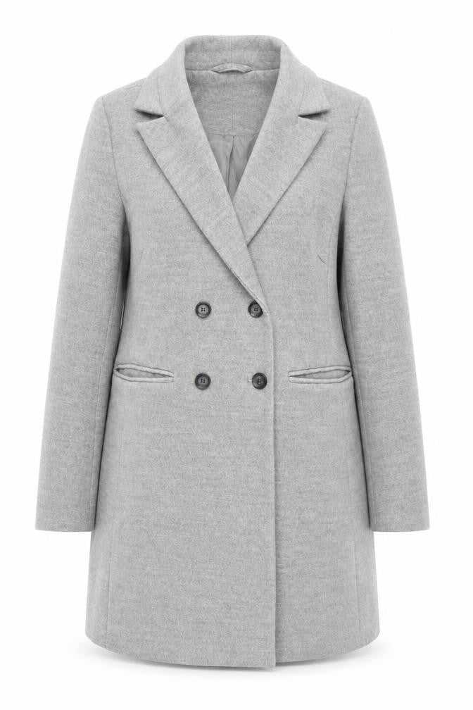 Front view of New Look Women's Grey Pea Coat, size 12, Classic Style