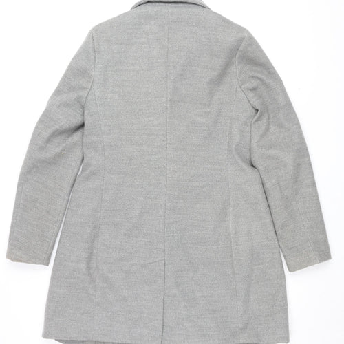 New Look Women's Grey Pea Coat, Size 12, Classic Style