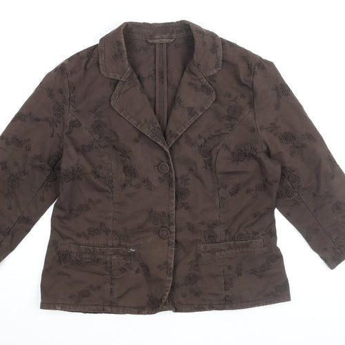 NEXT Women's Brown Floral Embroidered Jacket Size 14