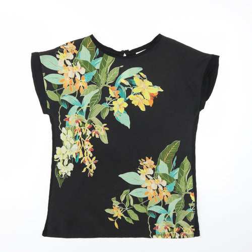 Warehouse Women's Black Floral Top, Size 8