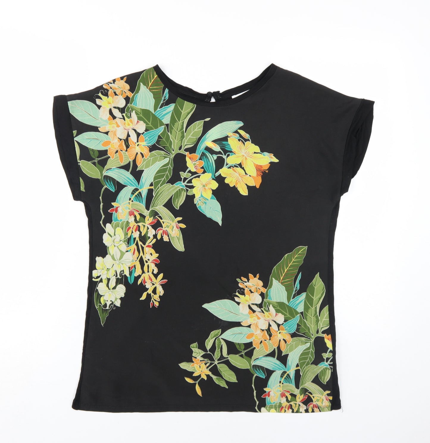 Warehouse Women's Black Floral Top, Size 8