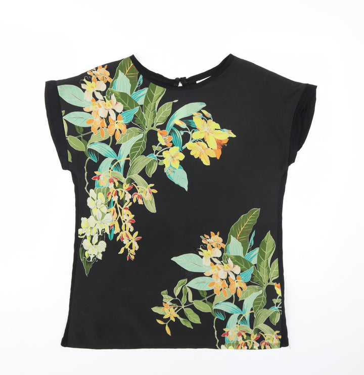 Warehouse Women's Black Floral Top, Size 8