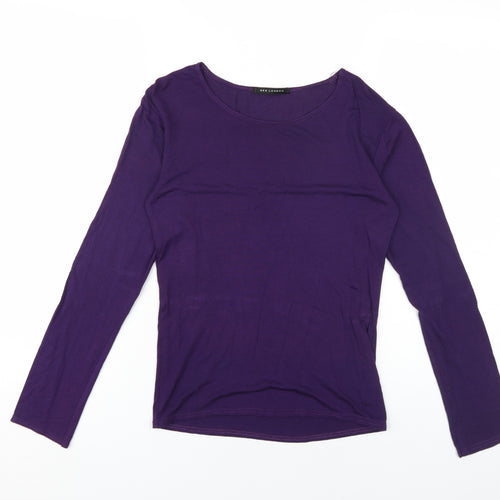 QED London Women's Purple Long Sleeve Basic T-Shirt S