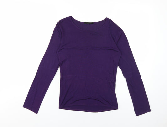 QED London Women's Purple Long Sleeve Basic T-Shirt S