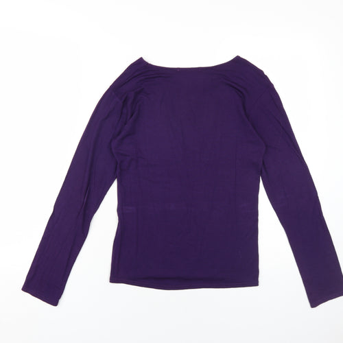 QED London Women's Purple Long Sleeve Basic T-Shirt S