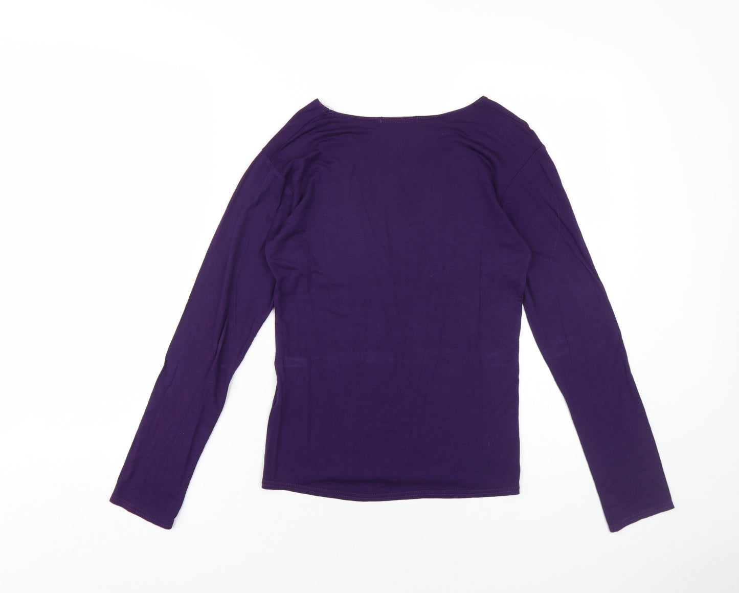 QED London Women's Purple Long Sleeve Basic T-Shirt S