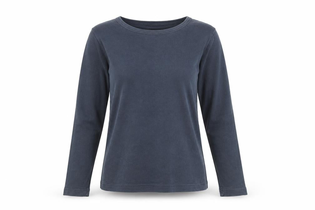 Front view of Paco Women's Blue Cotton Long Sleeve Jersey Tee