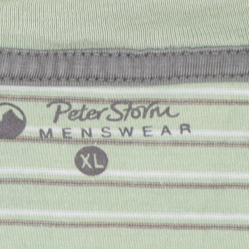 Peter Storm Men's XL Green Striped Cotton T-Shirt