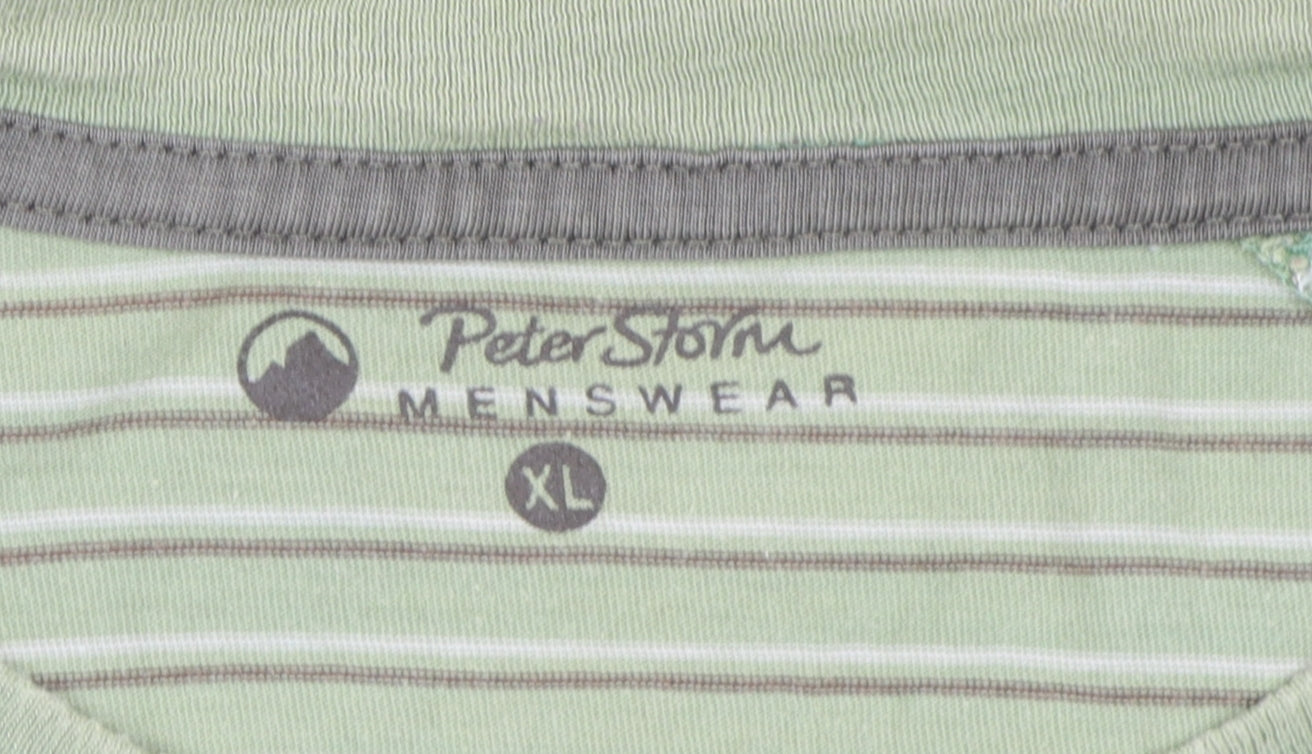 Peter Storm Men's XL Green Striped Cotton T-Shirt