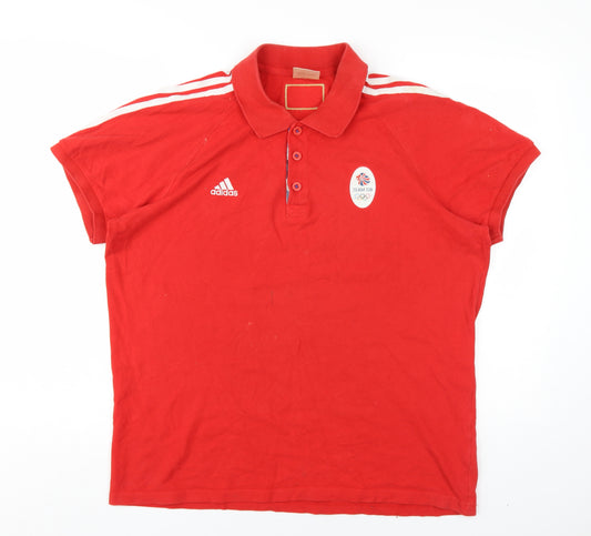 Adidas Men's Red Polo L Olympic British Style