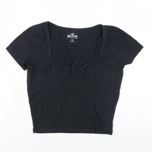 Hollister Women’s Black Cropped T-Shirt, Size M, Casual