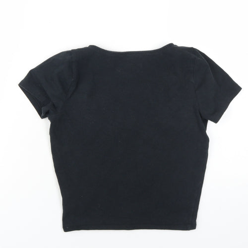 Hollister Women’s Black Cropped T-Shirt, Size M, Casual